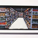 <i>Monoprix</i>, 2001. Cité Internationale des Arts and Mass Gallery. Etched glass, enamel paint, timber, 30 x 50 x 5cm