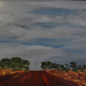 <i>Red road on way to Kings Canyon</i>, 2016. oil on masonite board, 48cm h x 61cm w