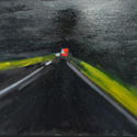 <i>Night Road Sth Gippsland #4</i> 2015. oil on masonite board, 41cm h x 61cm w