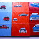<i>cars (for osker)</i>, 2002. oil on linen, 30 x 50cm each painting