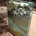 <i>Diamond Bay Tank</i> (for Celia and Hirsh), 2002. Collaboration with Ben Morieson. glass tank, Moonah tree, sand, rock, steel. 1250 x 800x 150mm