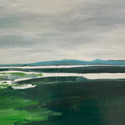 <i>INLET #4</i>, 2024, Oil on canvas framed in oak, 2024, 53.5 x 63cm