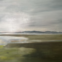 <i>INLET #10</i>, 2024, Oil on canvas framed in oak, 2025, 123 x 163cm