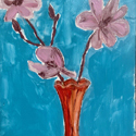 <i>Magnolia in red vase 2024</i>. Oil on board. 36 x 23 cm 