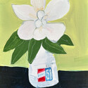 <i>Little gem magnolia in Parisian pastis glass bottle</i> 2023 - 2025
27.5 x 22.5cm
Oil on board framed in oak