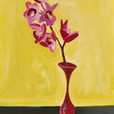 <i>Orchid in red glass vase</i> 2023 - 2025
50 x40cm
Oil on board framed in oak