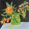 <i>Orange gum in green glass vase</i> 2023 - 2025
37.5 x 27.5cm
Oil on board framed in oak