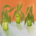 <i>Gum in green glass bottles</i> 2023 - 2025
50 x40cm
Oil on board framed in oak