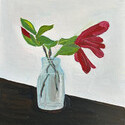 <i>Magnolia in bluish glass bottle</i> 2023 - 2025
37.5 x 27.5cm
Oil on board framed in oak