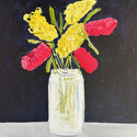 <i>Grevilleas in glass jar</i> 2023 - 2025
48 x 37.5cm
Oil on board framed in oak